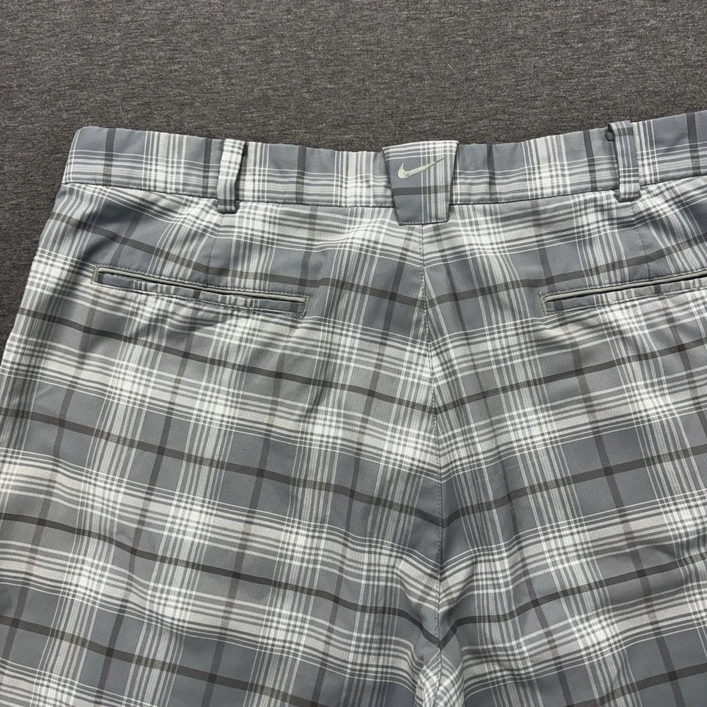Nike Golf‎ Dri-Fit Tour Performance Shorts Mens 36 Gray Plaid Stretch Preppy
